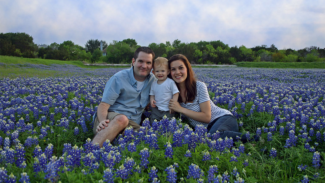 That Poore Family posing for their first bluebonnet photo.
