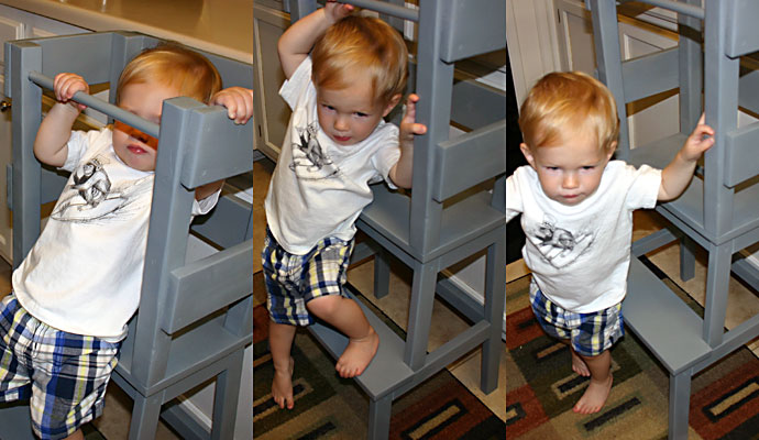 That Poore Baby climbs down from the IKEA Hack Learning Tower