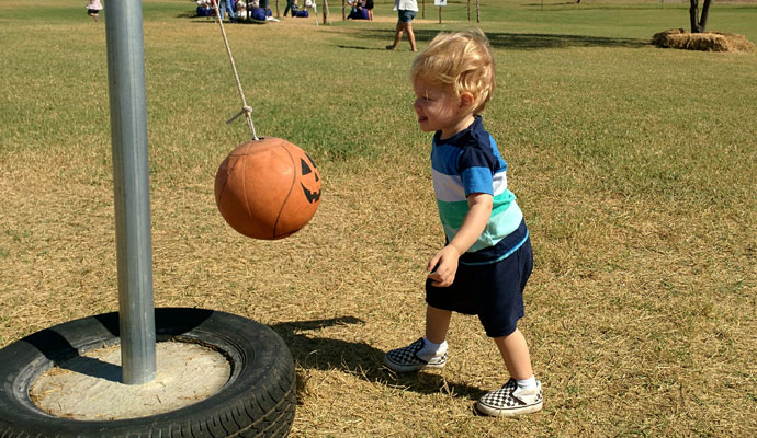 That Poore Baby plays tetherball at Barton Hill Farms